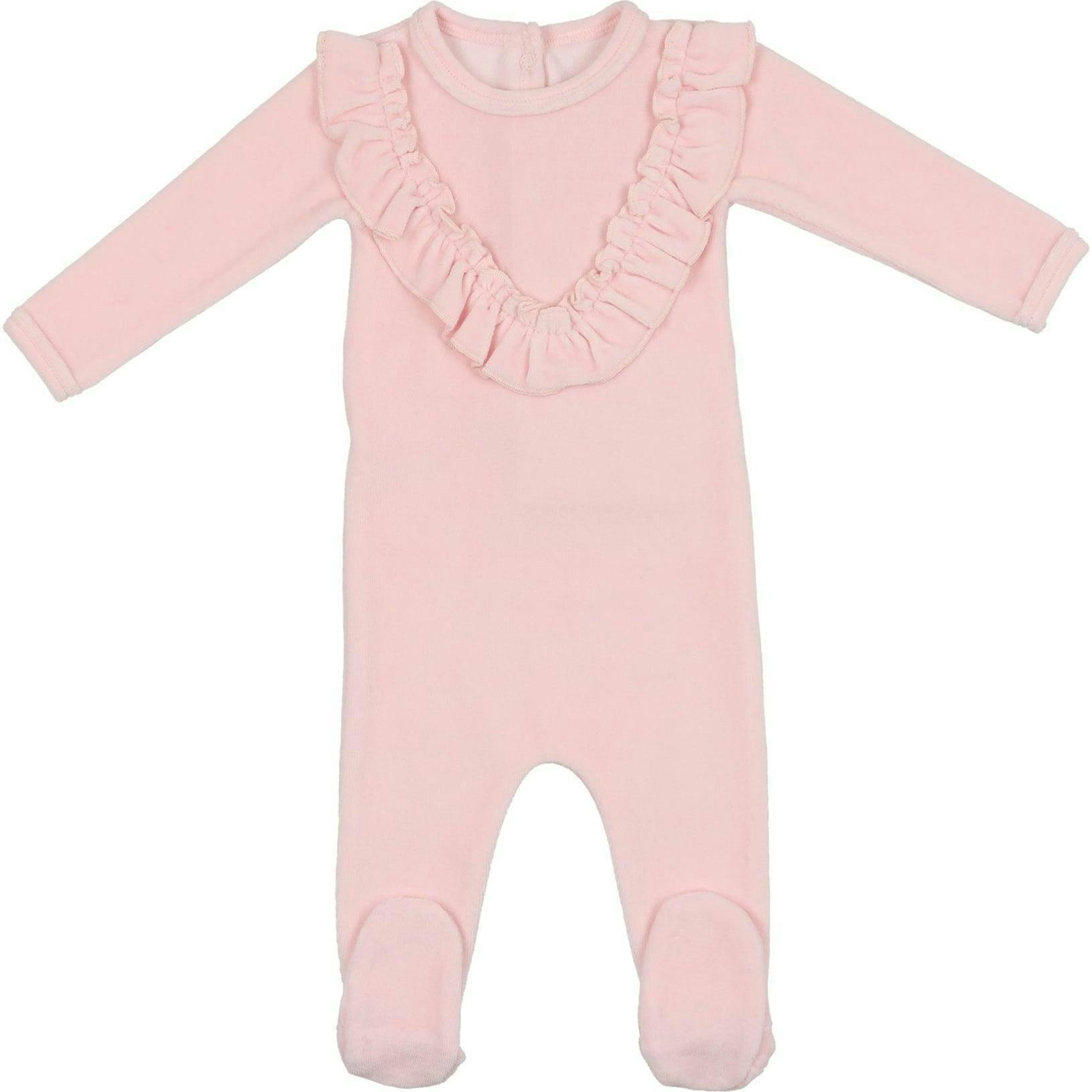 Velour Ruffle Long Sleeve Footie