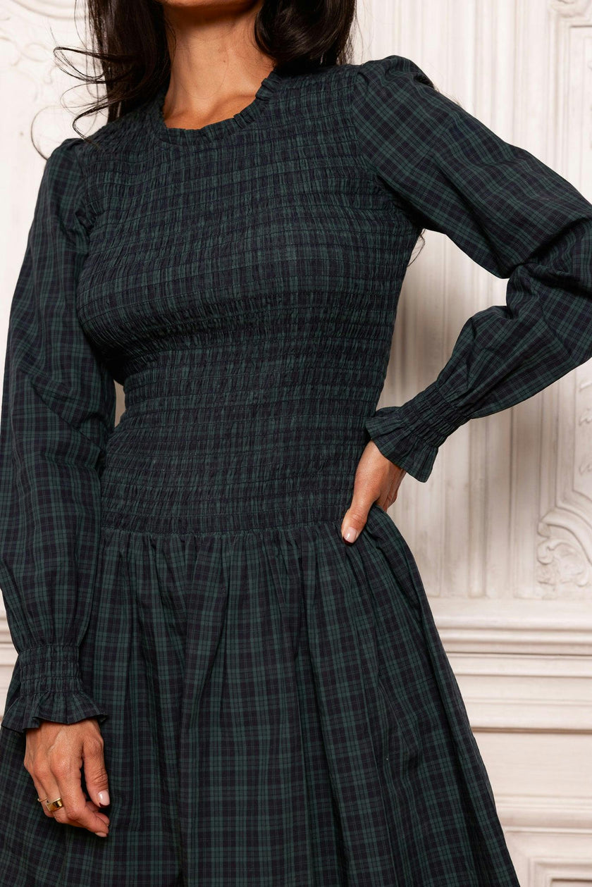 Finley Dress in Twilight Pine Plaid
