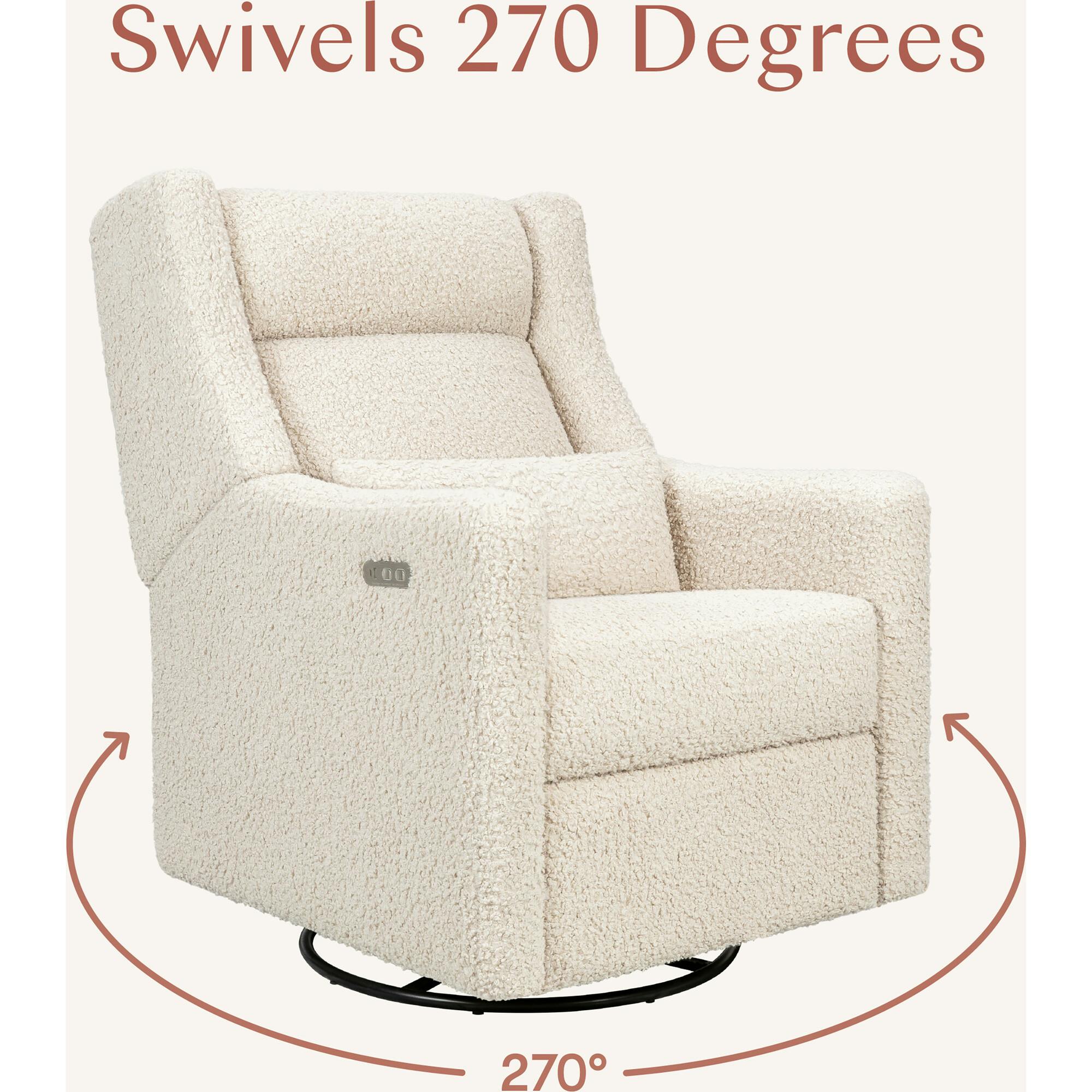 Kiwi Plus Power Recliner and Swivel Glider with Power Adjustable Headrest and USB Port in Almond Teddy Loop