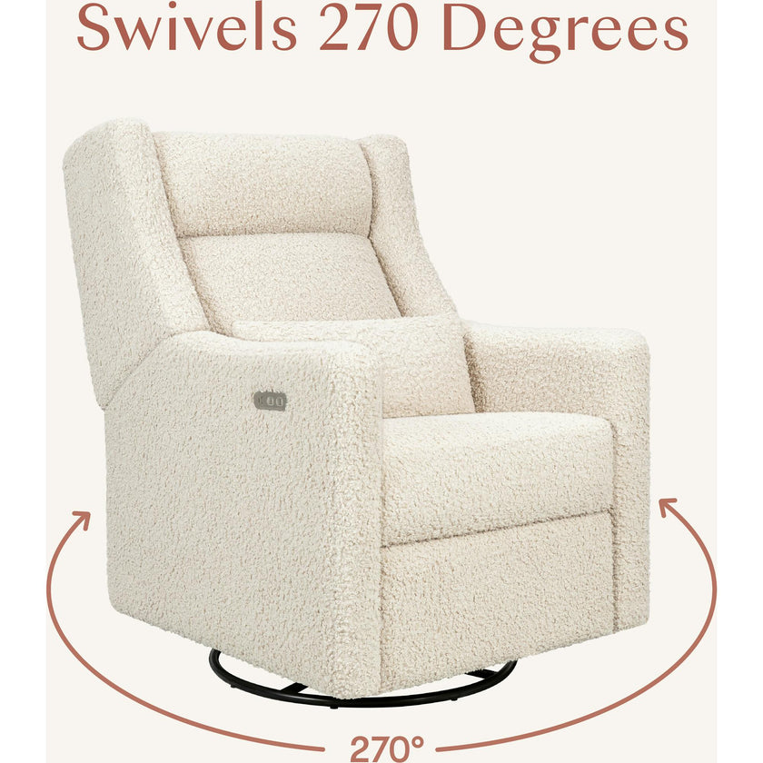 Kiwi Plus Power Recliner and Swivel Glider with Power Adjustable Headrest and USB Port in Almond Teddy Loop