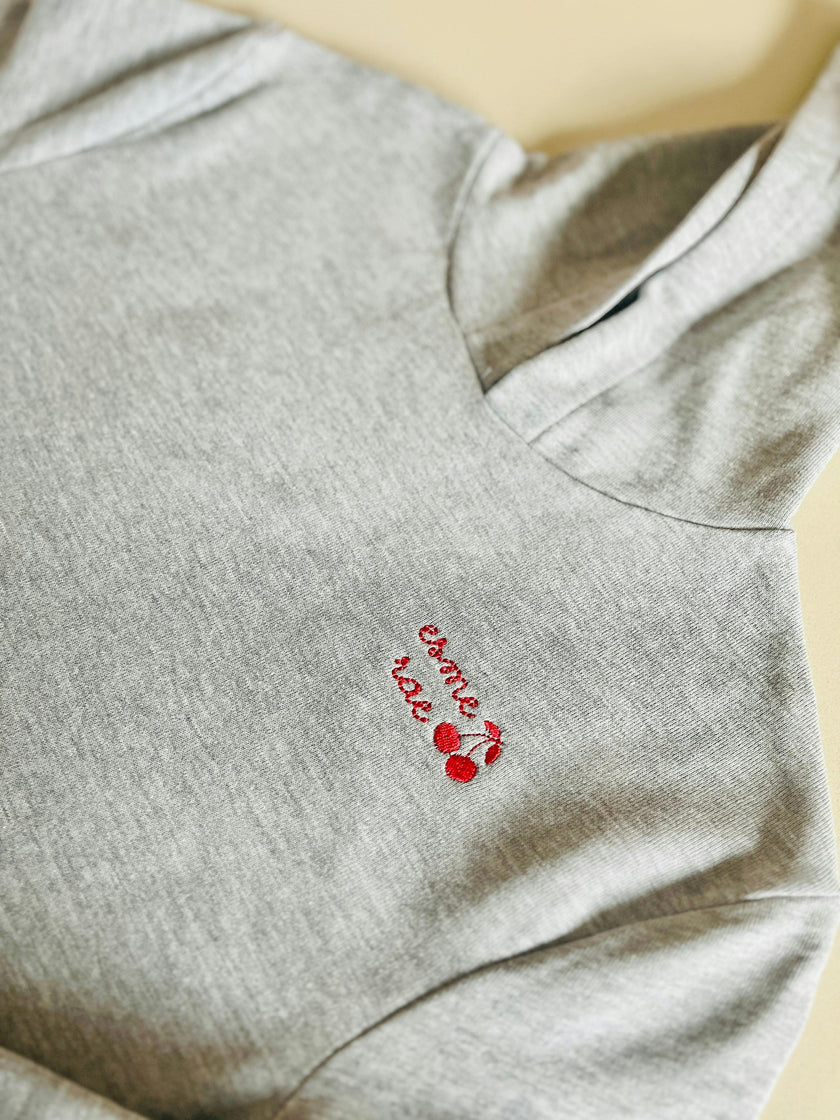 Cherry Monogrammed Girls Cropped Hoodie