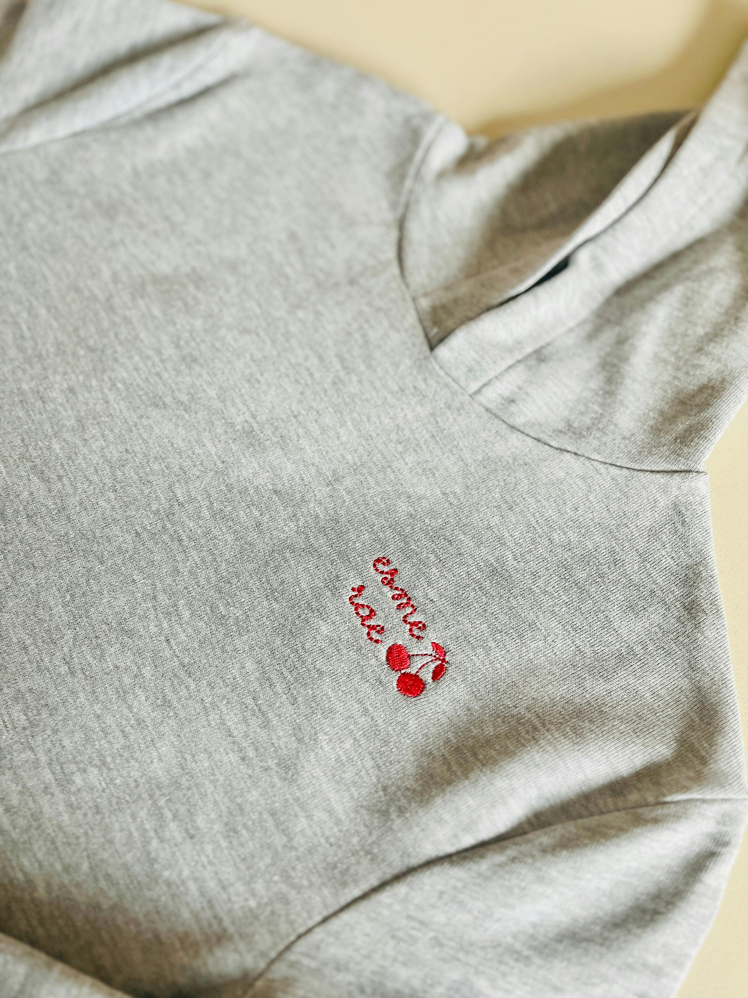 Cherry Monogrammed Girls Cropped Hoodie