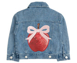 Apple Bow Sequin Patch Denim Jacket