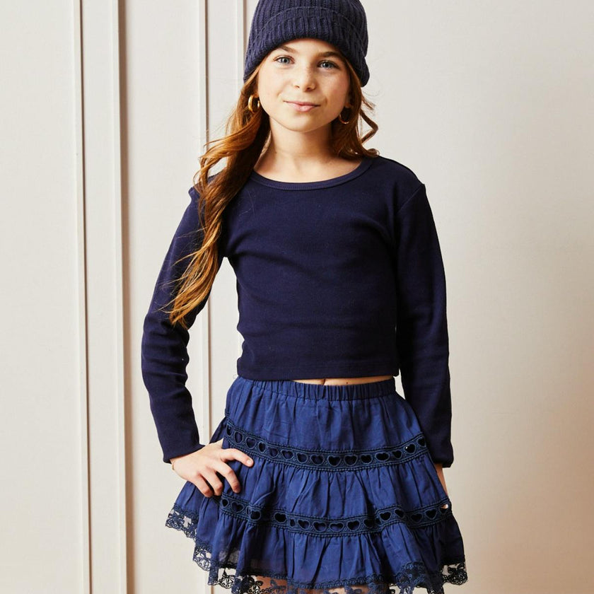 Sofia Heart Bow Lace Mini - Navy