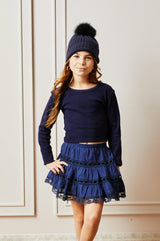 Sofia Heart Bow Lace Mini - Navy