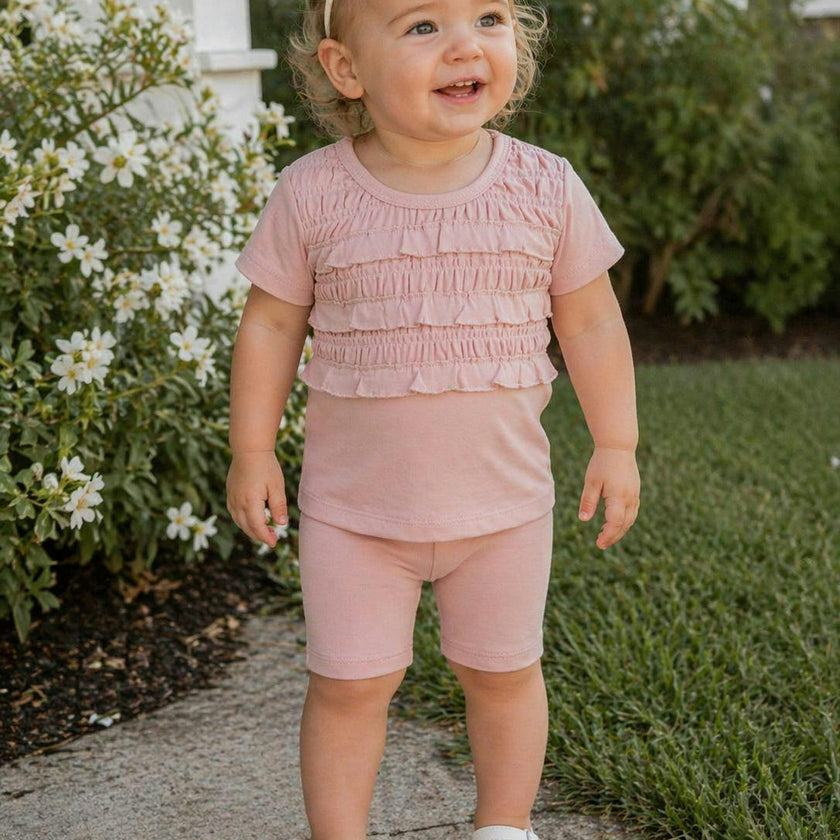 Ruffle Ruched Top & Short Set