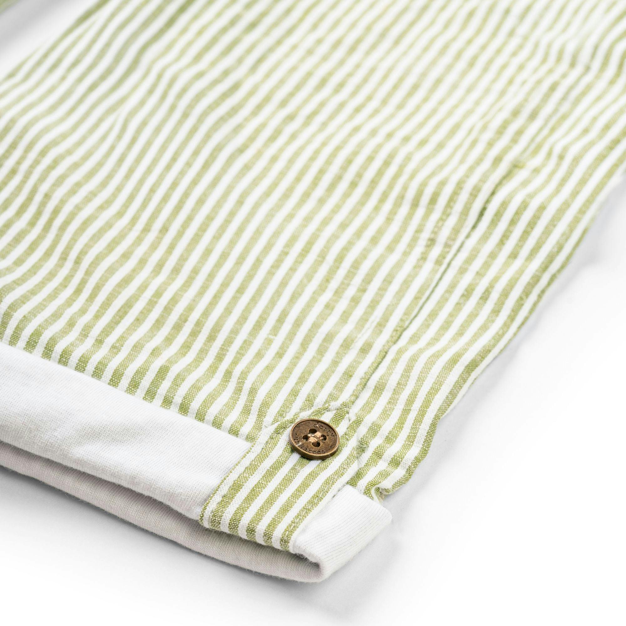 Olive Seersucker Overalls