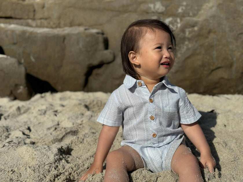 CHAMBRAY TEXTURED STRIPE HELFORD WOVEN ONESIE