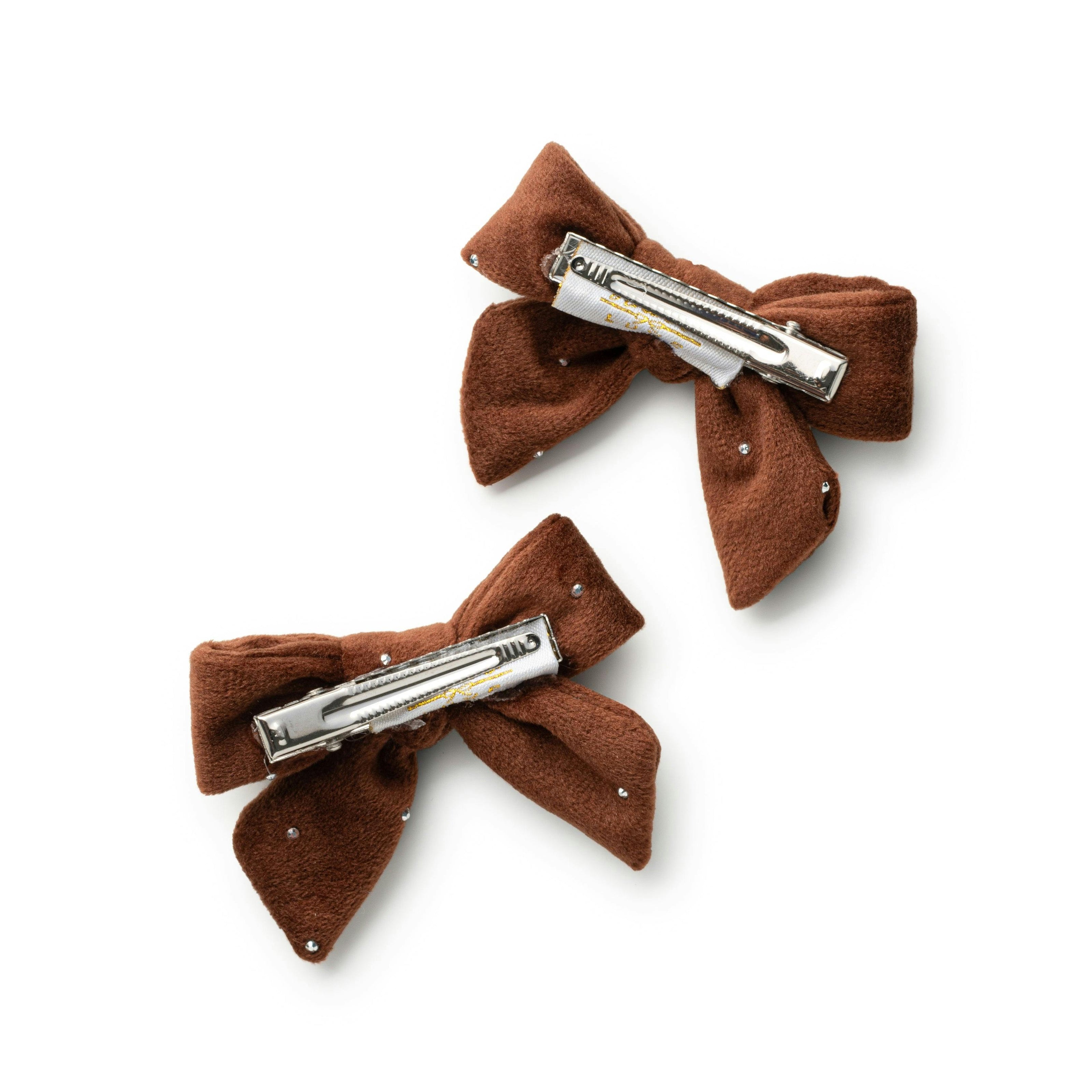 Halo Luxe Vivienne Studded Velvet Double Clip Set- Brown