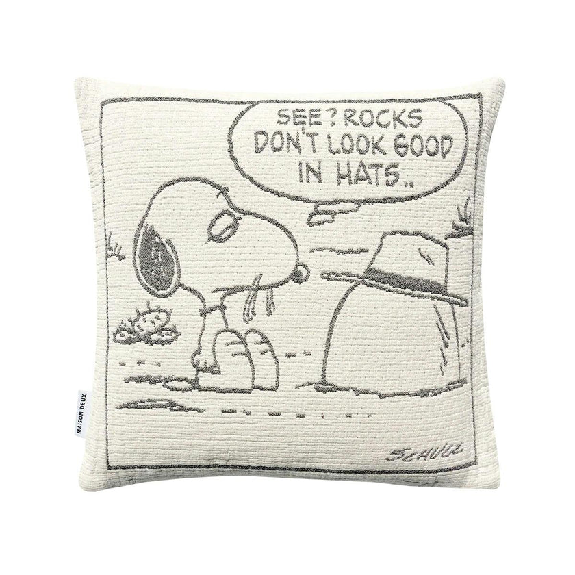 Cushion Cover PEANUTS ROCK Cotton Black / White 20 x 20in