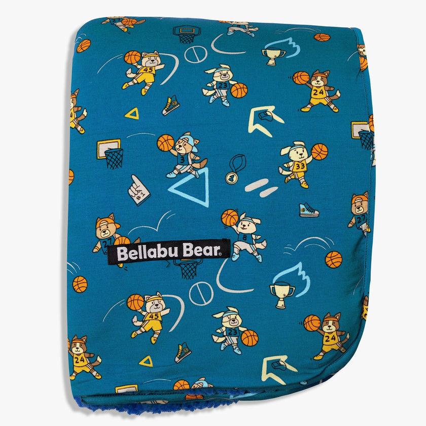 Basketball Pups Bamboo Sherpa Blanket