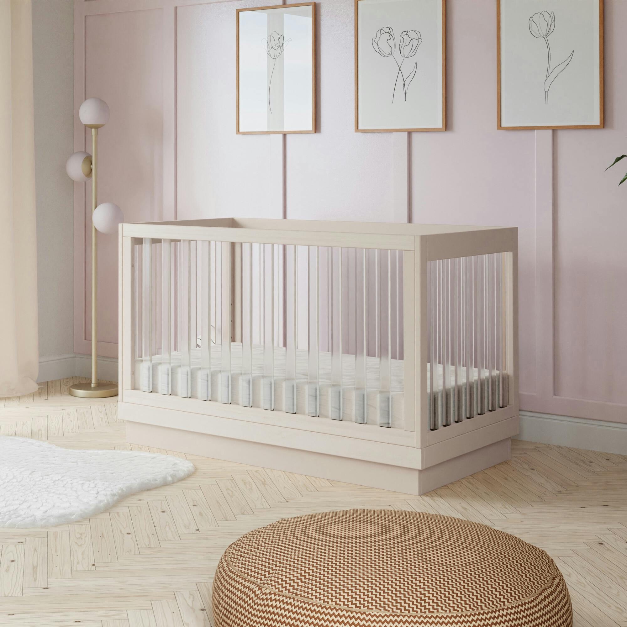 Harlow Acrylic 3-In-1 Convertible Crib With Toddler Bed Conversion Kit