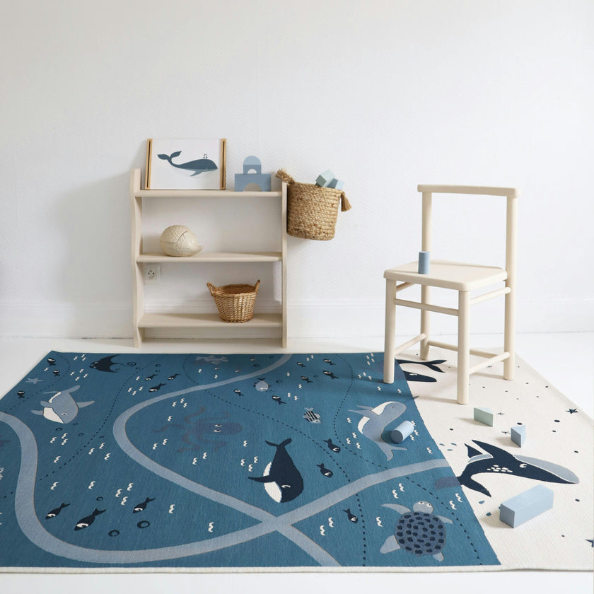 Flat Woven Graphic Print Rectangular Play Rug