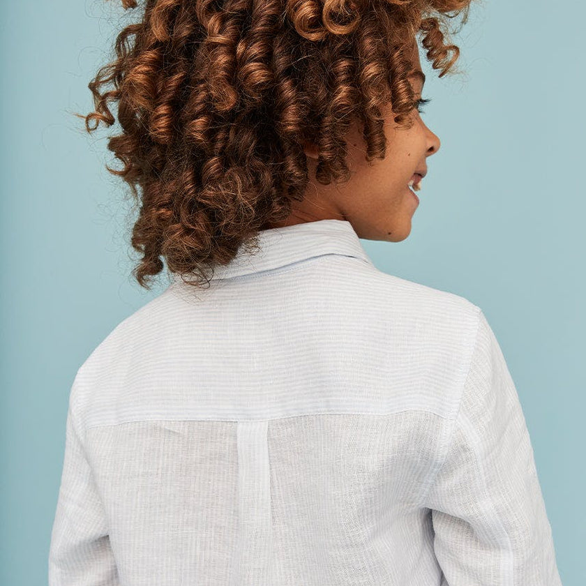 Light Blue Stripes 100% Linen Shirt