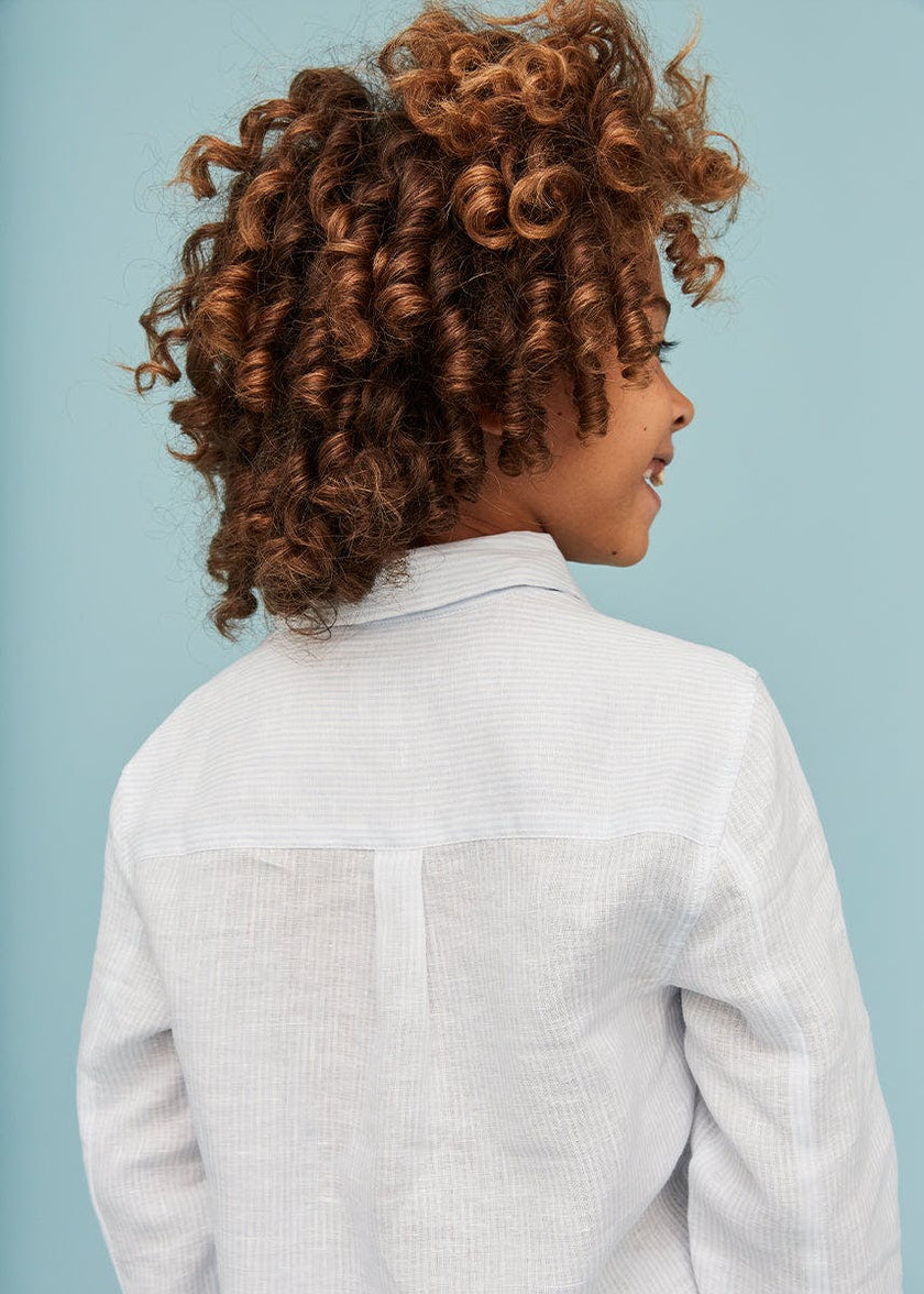 Light Blue Stripes 100% Linen Shirt