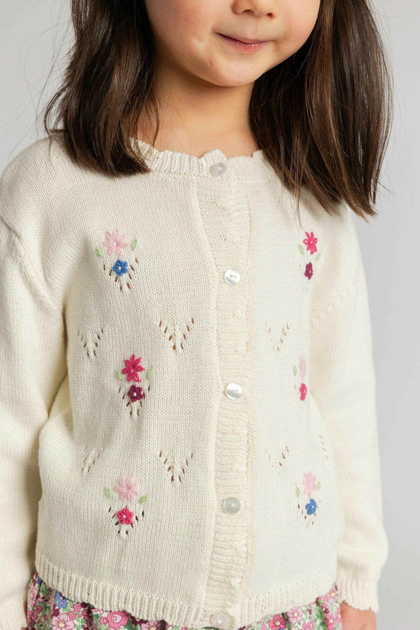 Sweater with Hand Embroidered Flowers