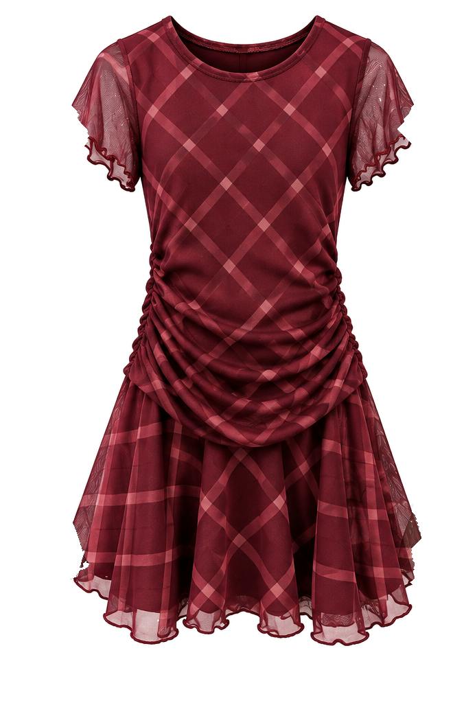 Girls Short Sleeve Sofia Mesh Diamond Dress