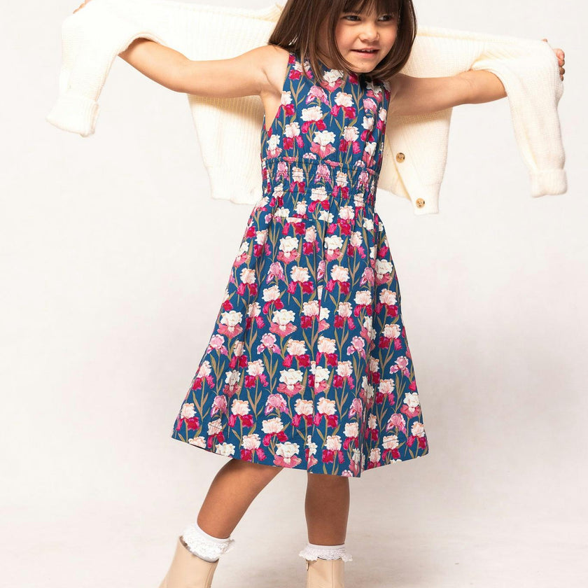 Mini Carly Dress in Navy Pressed Petals