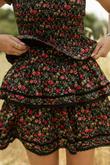 Annalise Skirt in Obsidian Vintage Poppies