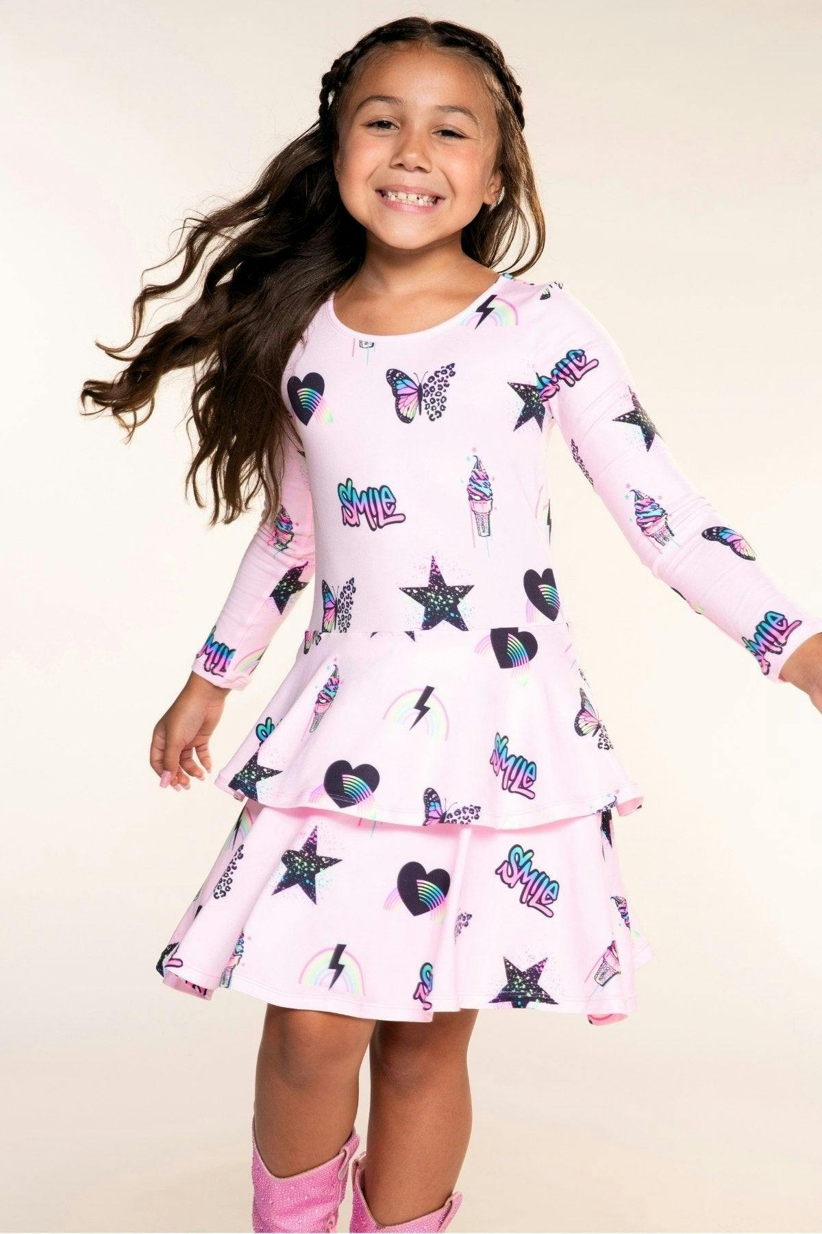 Simply Soft Long Sleeve Ruffle Skirt Dress
