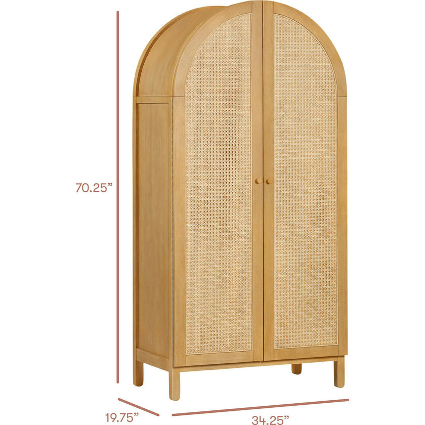 Bondi Cane Assembled Armoire in Honey