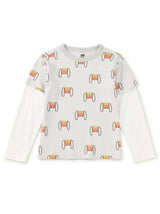 Printed Layered Sleeve Tee, Candy Corn Dog