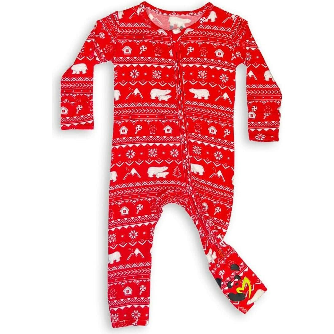 Polar Isle Red Bamboo Convertible Footie