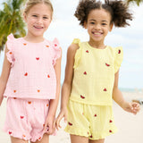 Girls Roey 2-PC Set - Butterfly Embroidery