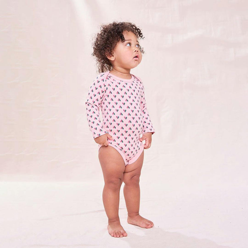 Baby Wonder Bodysuit - Pink Mini Half Hearts