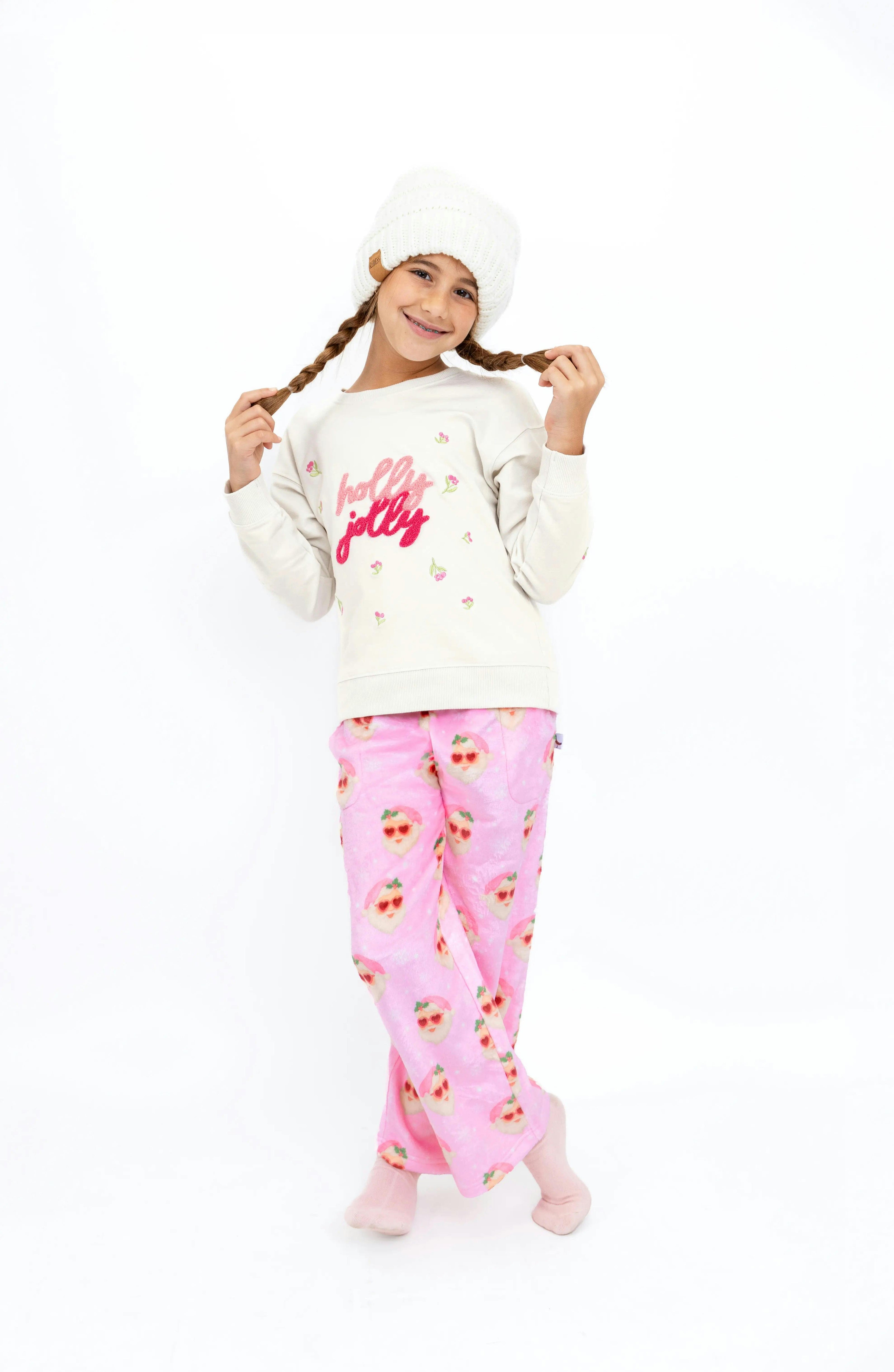 Cool Santa Girls Print Plush Pants