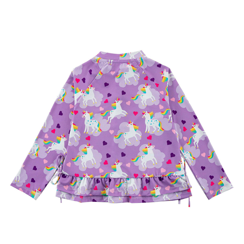 Raya UPF 50+ Ruffled Zip Up Sun Protection Jacket, Unicorn