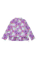 Raya UPF 50+ Ruffled Zip Up Sun Protection Jacket, Unicorn