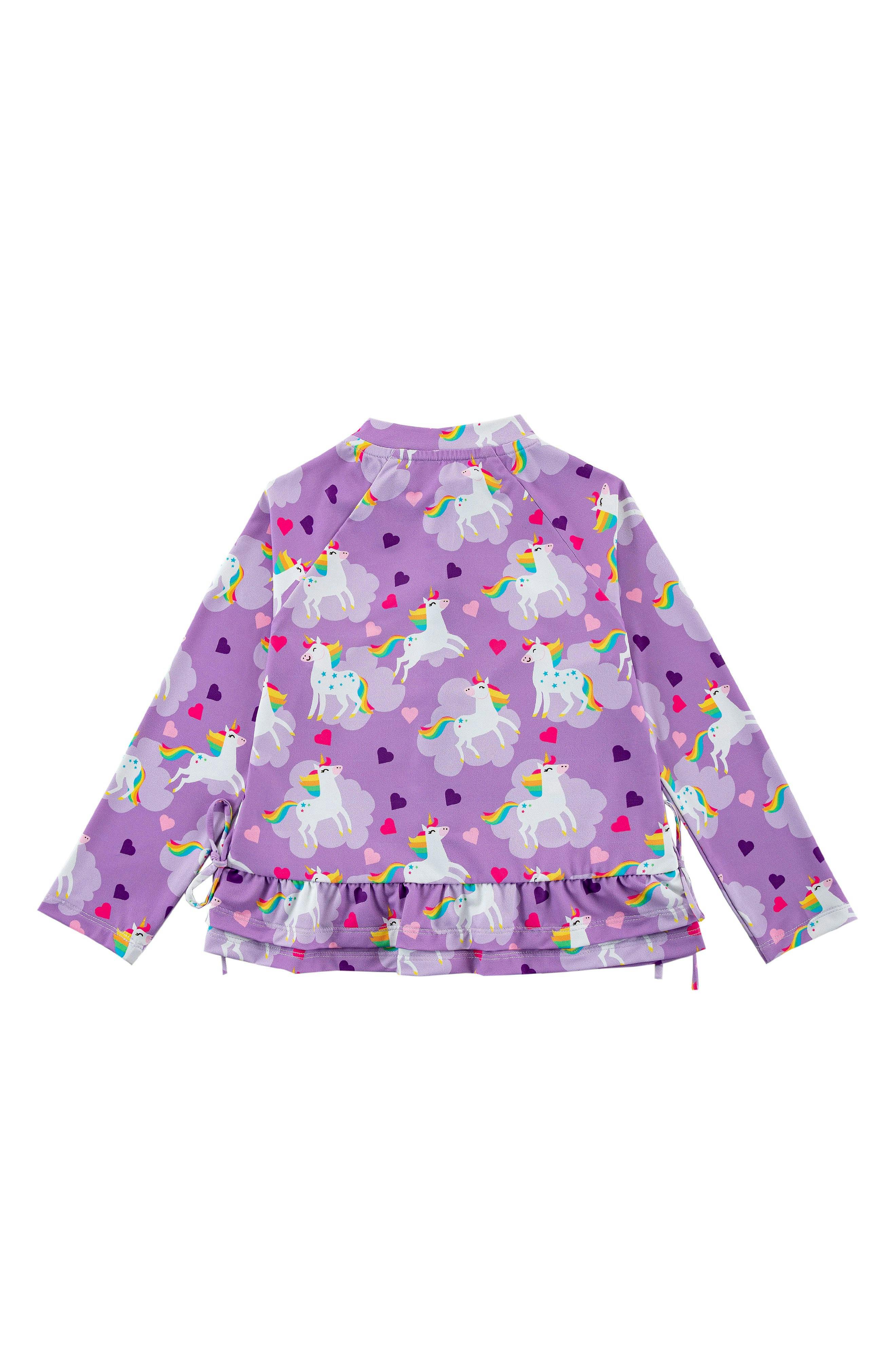 Raya UPF 50+ Ruffled Zip Up Sun Protection Jacket, Unicorn