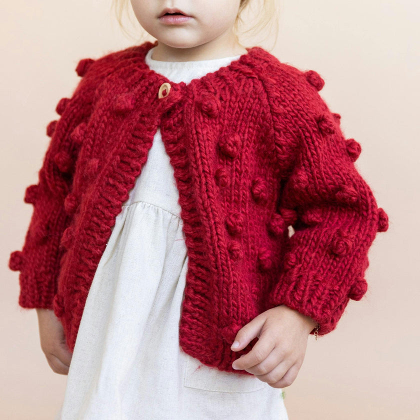 Popcorn Cardigan, Red