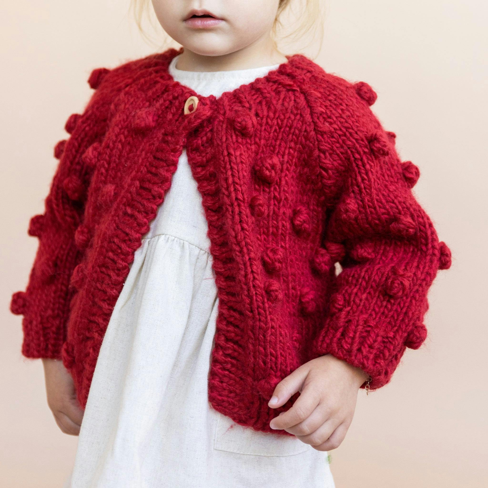 Popcorn Cardigan, Red