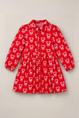 Mini Bowie Long Sleeve Dress in Poinsettia Candy Canes