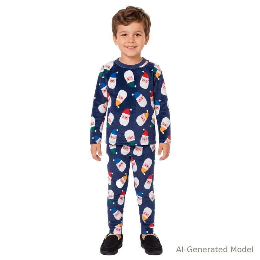 Boys (2-4) Velour Pajama Set | Santa Squad - Navy
