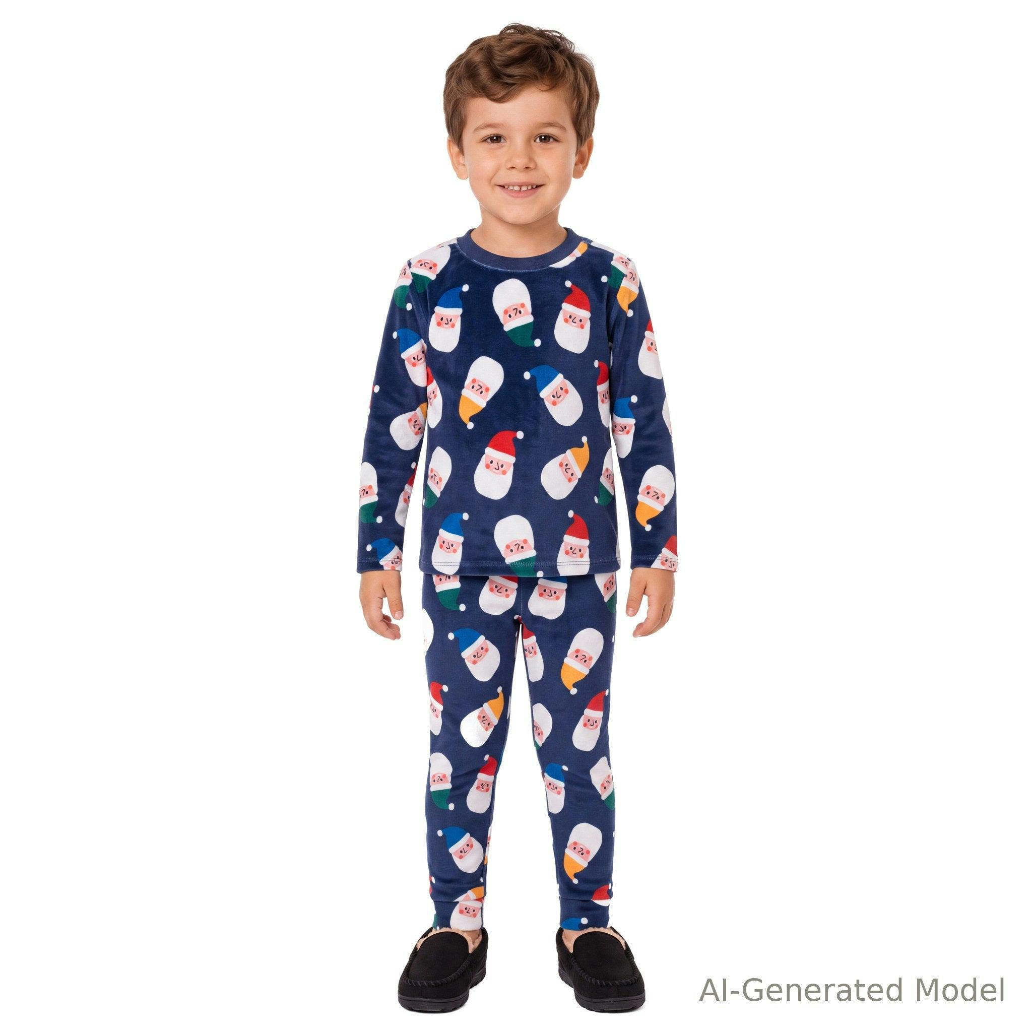 Boys (2-4) Velour Pajama Set | Santa Squad - Navy