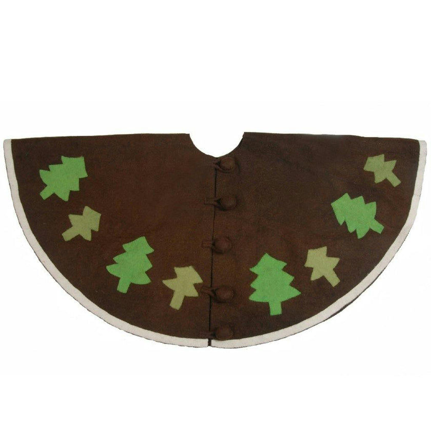 Handmade Rustic Trees Brown Felt Christmas Tree Skirt 60"