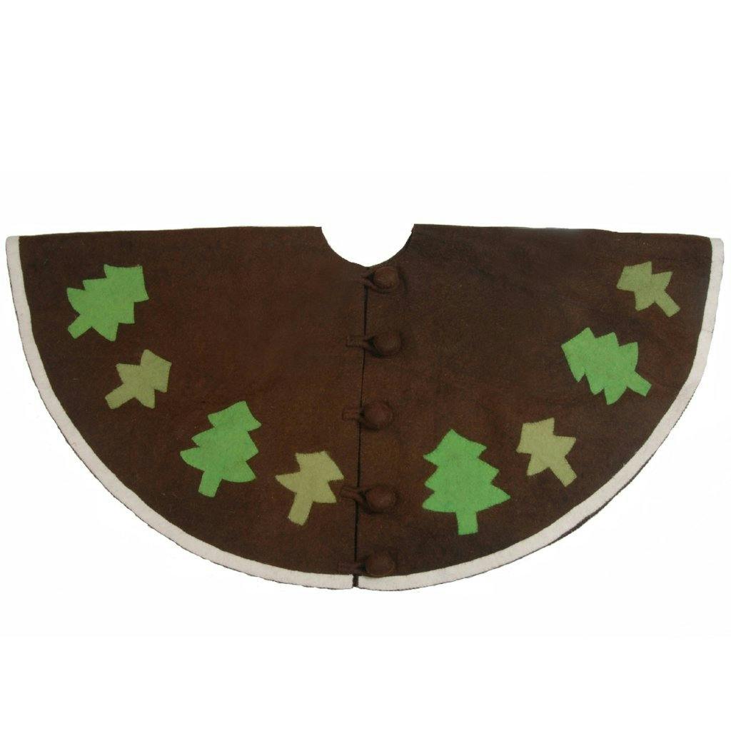 Handmade Rustic Trees Brown Felt Christmas Tree Skirt 60