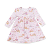 Princess Unicorns and Castle - Twirly Long Sleeve Dress with Bike Short