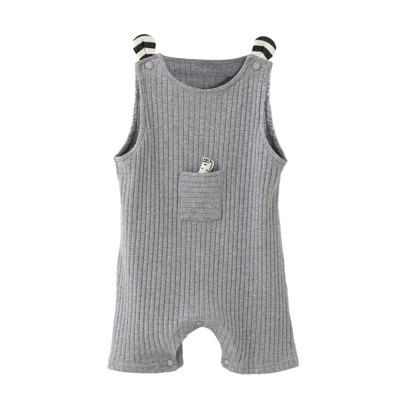 Gray Rib Pocket Romper