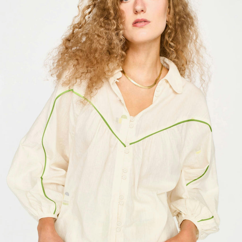 Midland Top in Lime Jamdani