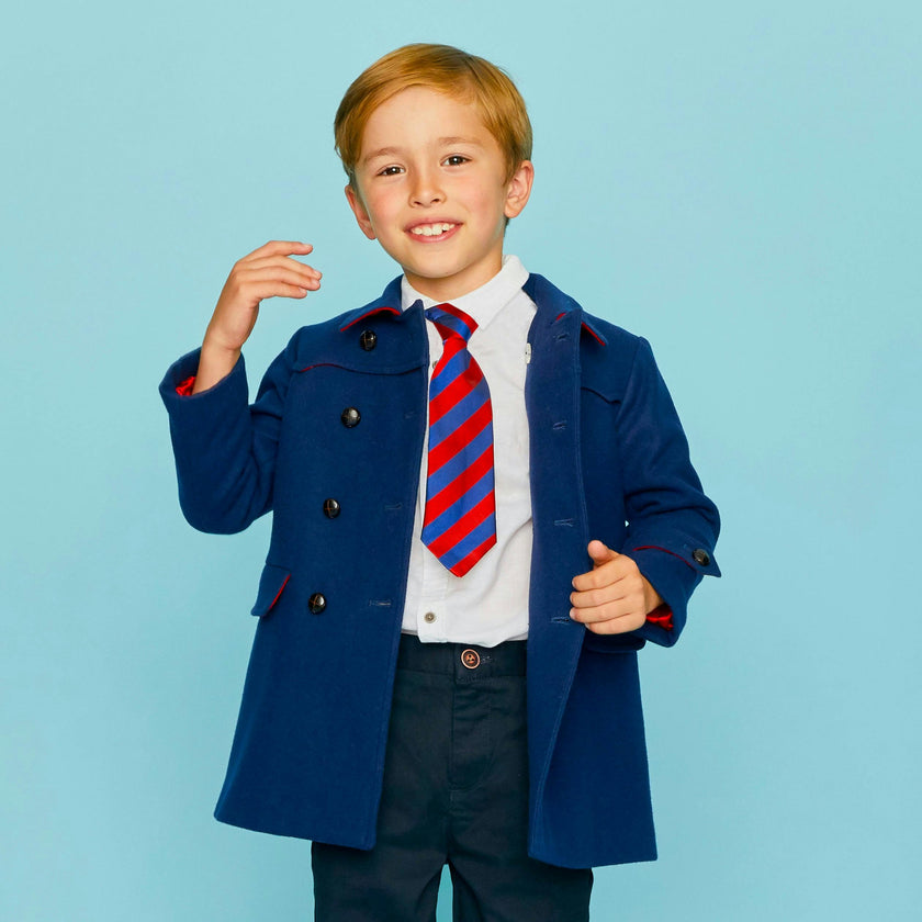 Cherwell Silk Neck Tie - Blue & Red Varsity Stripes