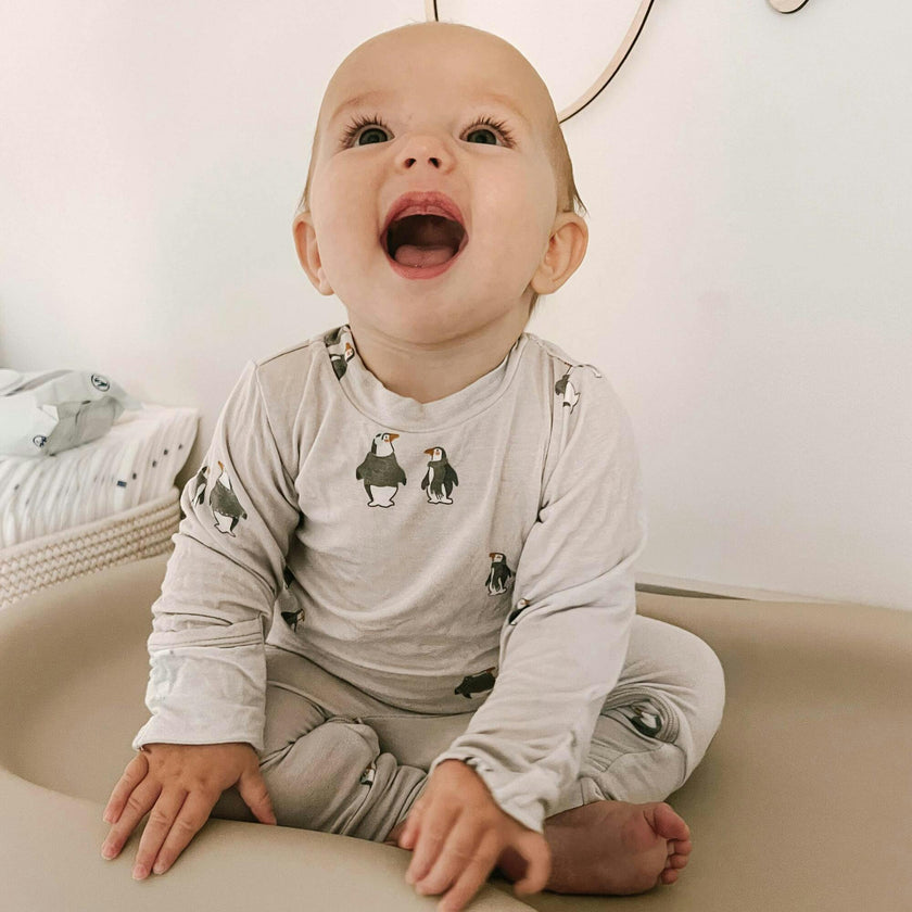 Footie Pajama Two-Piece, Grey