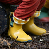 Wellington Ankle Length Round Toes Waterproof Boots, Gold