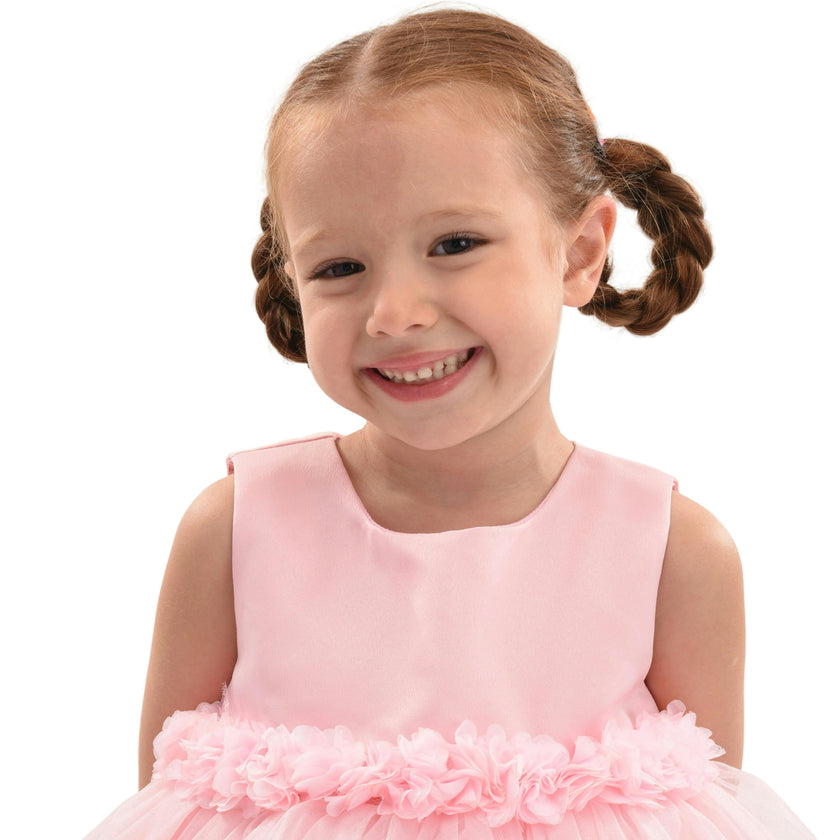 Light Pink Amarielle Floral Waist Tulle Dress