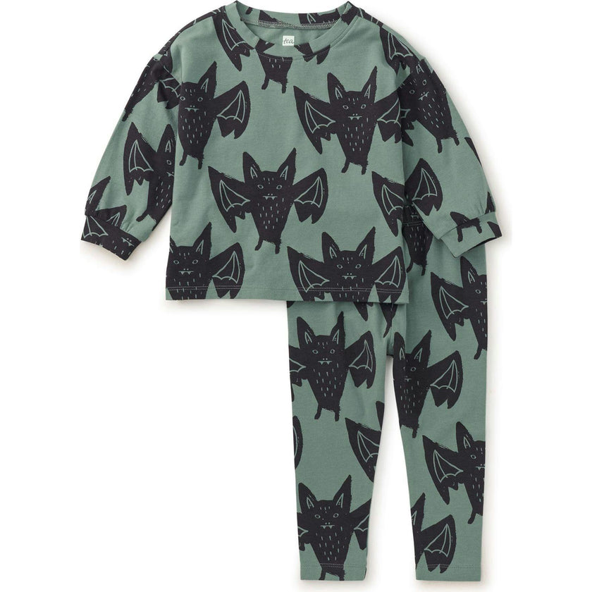 Babys Drop Shoulder Top & Elastic Waist Bottom Play Set, Multi