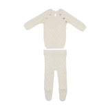 Diamond Knit Shoulder Snap Long Sleeve Sweater & Pant 2-Piece 2-Piece Set