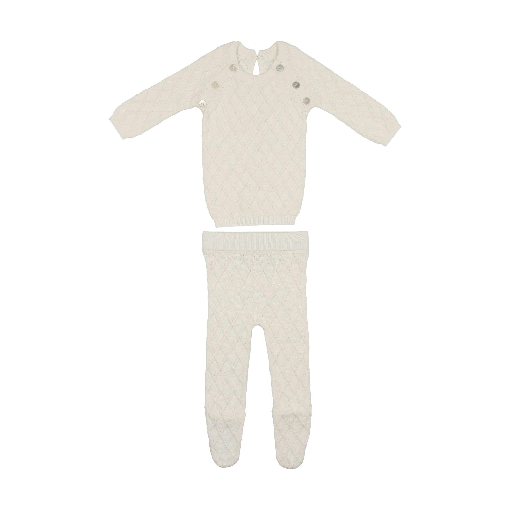 Diamond Knit Shoulder Snap Long Sleeve Sweater & Pant 2-Piece 2-Piece Set